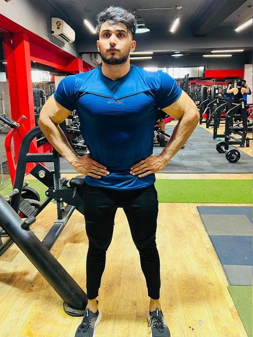 Blade Half Sleeve GymX Tee: Persian Blue