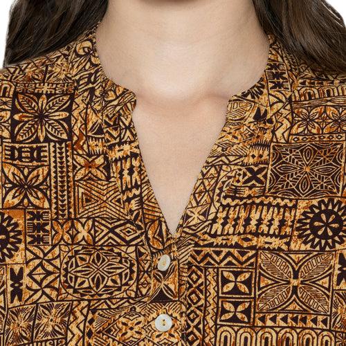 Women Fine Rayon Printed Short Kurtis - Brown