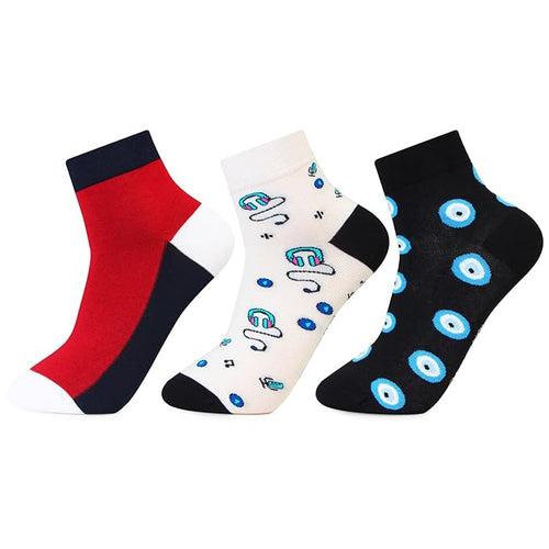 Men Funky Printed Ankle Bold Socks - Pack of 3