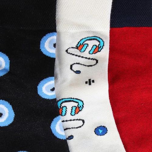 Men Funky Printed Ankle Bold Socks - Pack of 3