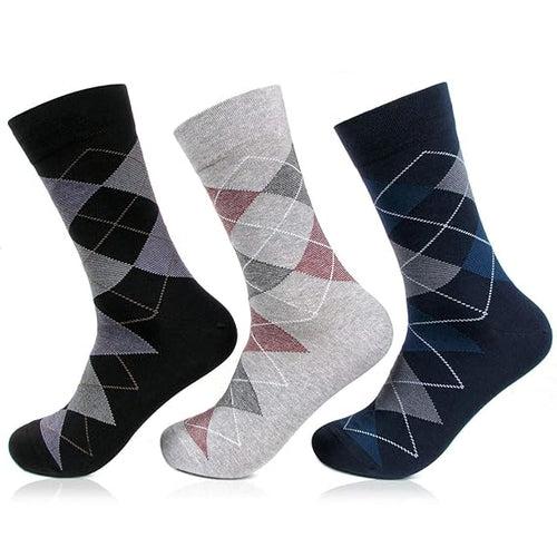 Men Socks - Argyle Style Multicolored Designer Crew Length Socks