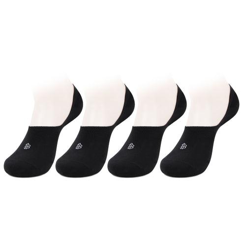 Unisex Cotton Footlets Socks In Black -Pack Of 4