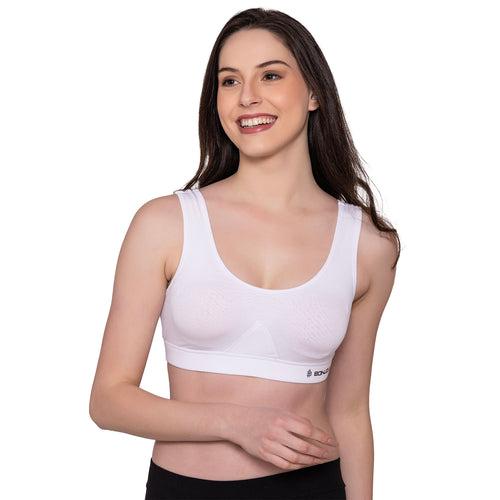Women's Wirefree Non Padded Full Coverage Sports Bra - White