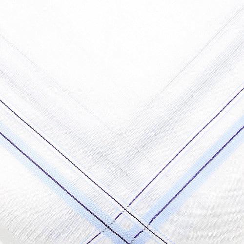 Mens Formal Cotton Handkerchief in White with colorful stripes- A pack of 12 pieces