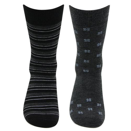 Men's Multicolored Cushioned Crew Woolen Socks - Pack of 2