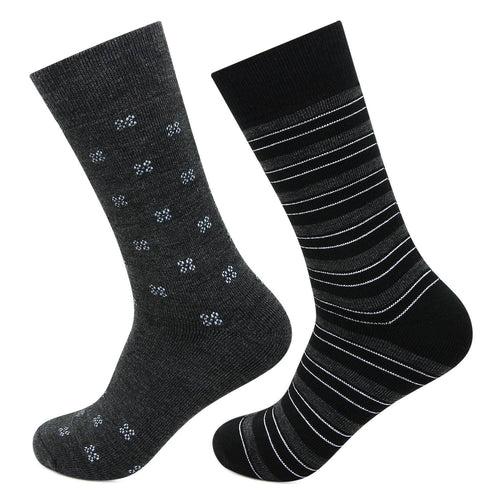 Men's Multicolored Cushioned Crew Woolen Socks - Pack of 2