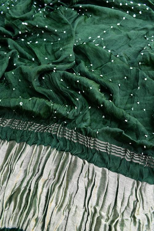 Beautiful Hand Crafted Bandhani Modal Silk Dupatta with Tissue Lagdi patta palla