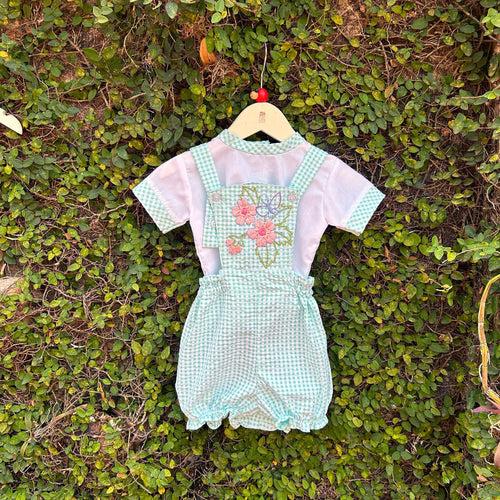 Floral Fiesta: Vibrant Gingham Romper