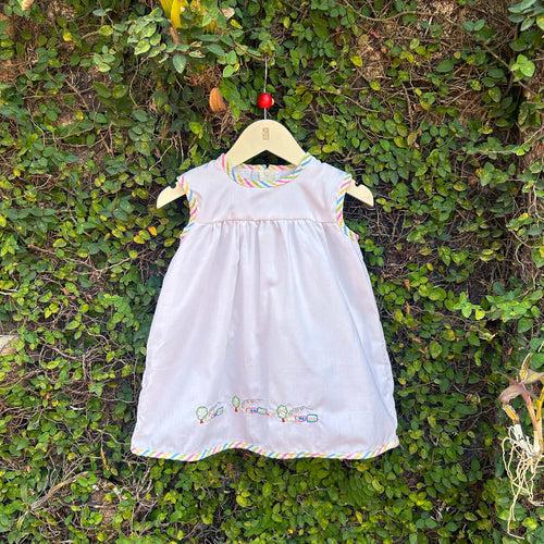 Whimsical Wonderland: Rainbow Piped Baby Frock