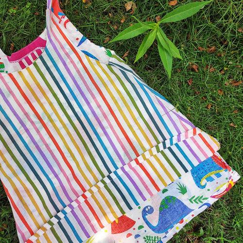 Rainbow Dinos Versatile Cotton Dress