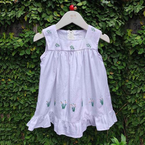 Broad Strapped Embroidered Cotton Dress