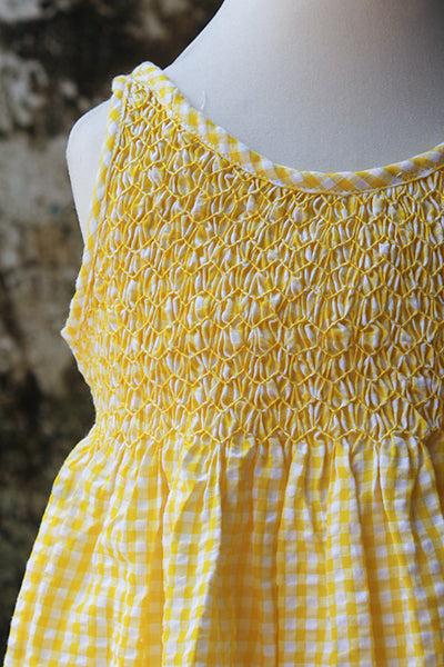 Smocked Gingham Dress with Sash