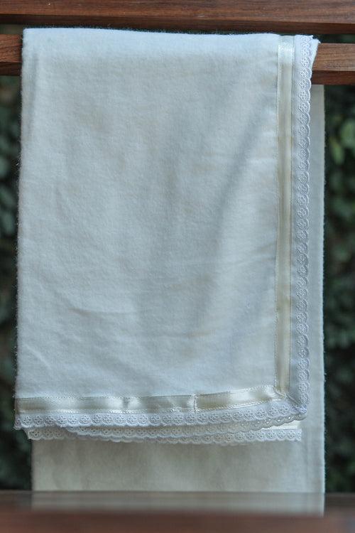 Super Soft White Flannel with Coloured Ribbon