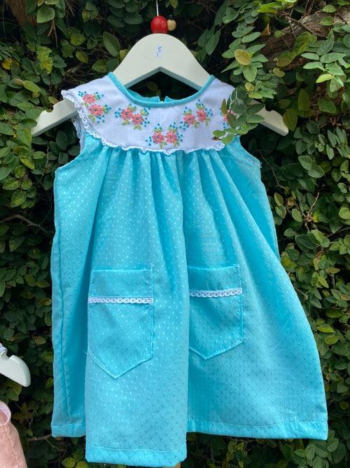 Classic Embroidered Smocking Satin Dress