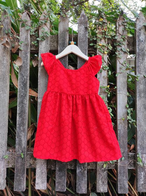 Simple Embroidered Fabric Cotton Baby Dress