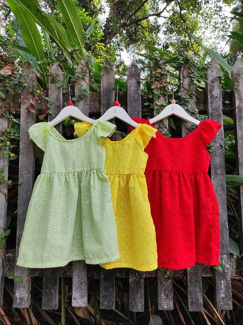 Simple Embroidered Fabric Cotton Baby Dress