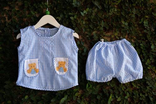 Cute Little Embroidered Teddy Baba Suit Set