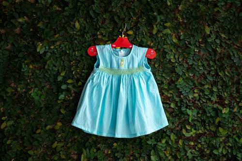 Elegant Pastel Shades Smocking Baby Dress