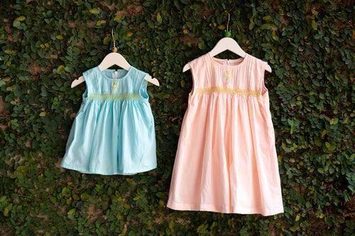 Elegant Pastel Shades Smocking Baby Dress