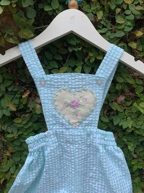 Sweet Heart - Green Checkered Dungarees