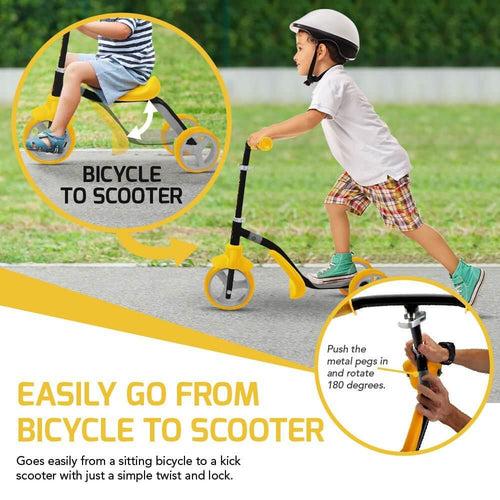 K2 Toddler 3 Wheel Scooter & Ride-On Balance Child Trike 2-in-1 Adjustable for 2-5 Year Old Boy Or Girl