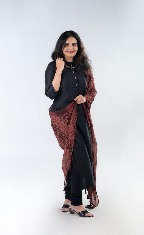 Black club cotton slitted lining kurti MBS-R226