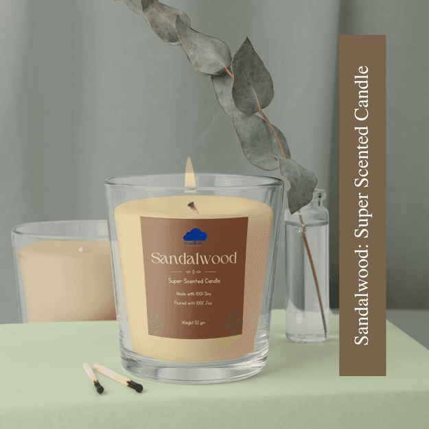 Sandalwood: Soy Wax Aroma Candle 50 gm