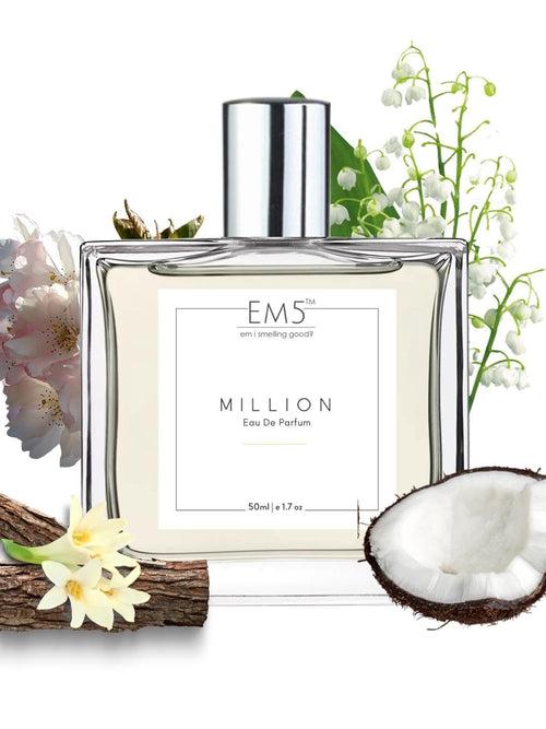 EM5™ Million Perfume for Men | Eau De Parfum Spray | Amber Woody Fresh Spicy Fragrance Accords | Luxury Gift for Him | Sizes Available: 50 ml / 15 ml