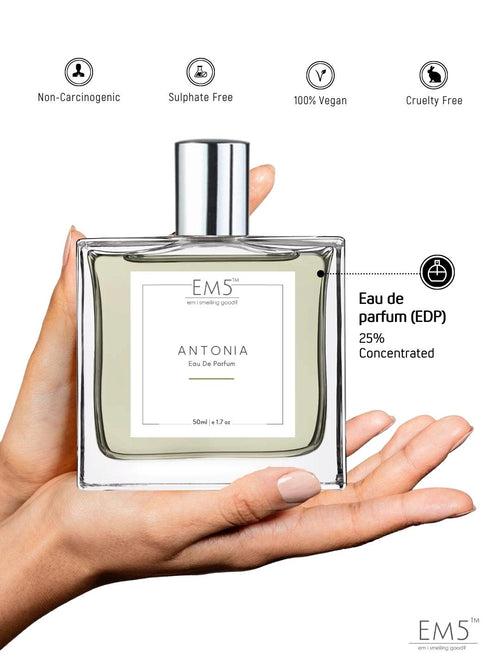 EM5™ Antonia Perfume for Men | Eau De Parfum Spray | Woody Earthy Spicy Fragrance Accords | Luxury Gift for Him | Sizes Available: 50 ml / 15 ml