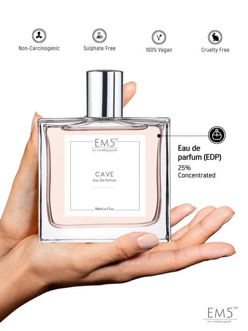 EM5™ Cave Perfume for Men | Eau De Parfum Spray | Woody Spicy Vanilla Fragrance Accords | Luxury Gift for Him | Sizes Available: 50 ml / 15 ml