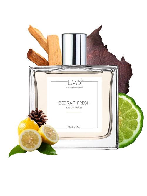 EM5™ Cedrat Fresh Unisex Perfume EDP Spray for Men & Women | Woody Citrus Aromatic Warm Spicy Fragrance | Luxury Gift for Him / Her | Variants Available: 50 ml Spray / 15 ml Spray