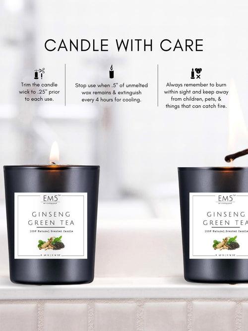 EM5™ Ginseng Green Tea Scented Candles | 60 gm | 12 to 16 Hrs Burn Time | Smoke Free & Non Toxic | Scented Candles for Home Decor & Aromatherapy | Best Fragrance Gift for Him/Her