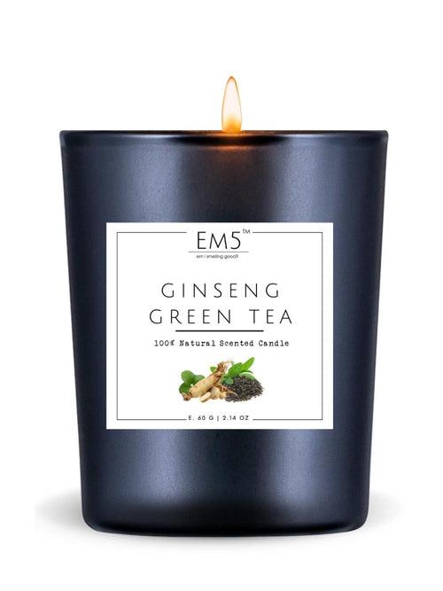 EM5™ Ginseng Green Tea Scented Candles | 60 gm | 12 to 16 Hrs Burn Time | Smoke Free & Non Toxic | Scented Candles for Home Decor & Aromatherapy | Best Fragrance Gift for Him/Her