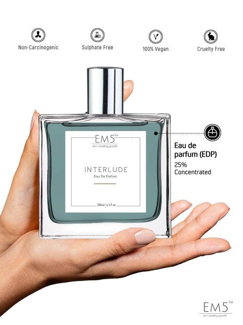 EM5™ Interlude Perfume for Men | Eau de Parfum Spray | Amber Smoky Woody Fragrance Accords | Luxury Gift for Him | Sizes Available: 50 ml / 15 ml