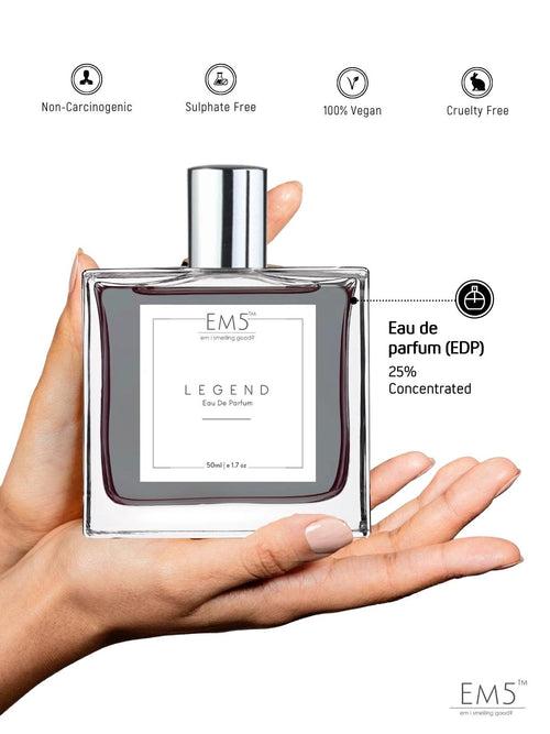 EM5™ Legend Unisex Perfume | Eau De Parfum Spray for Men & Women | Aromatic Warm Spicy Fragrance Accords | Luxury Gift for Him / Her | Sizes Available: 50 ml / 15 ml