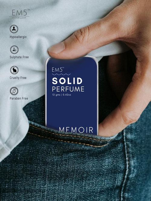 EM5™ Memoir | Solid Perfume for Men & Women | Alcohol Free Strong lasting fragrance | Fresh Citrus Woody | Goodness of Beeswax + Shea Butter