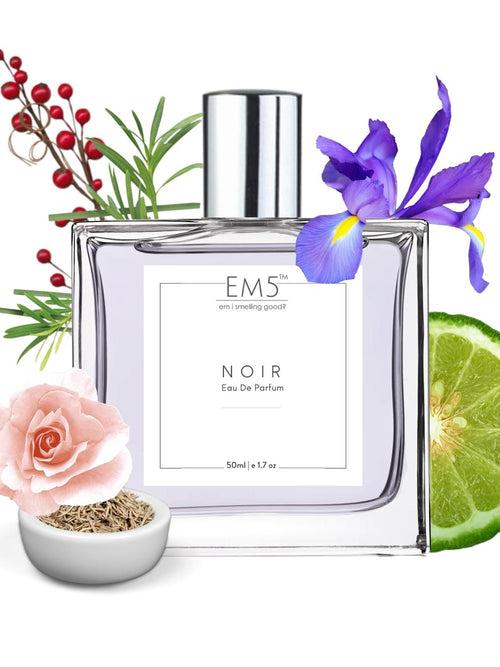 EM5™ Noir Perfume for Men | Eau De Parfum Spray | Amber Woody Spicy Fragrance Accords | Luxury Gift for Him | Sizes Available: 50 ml/ 15 ml