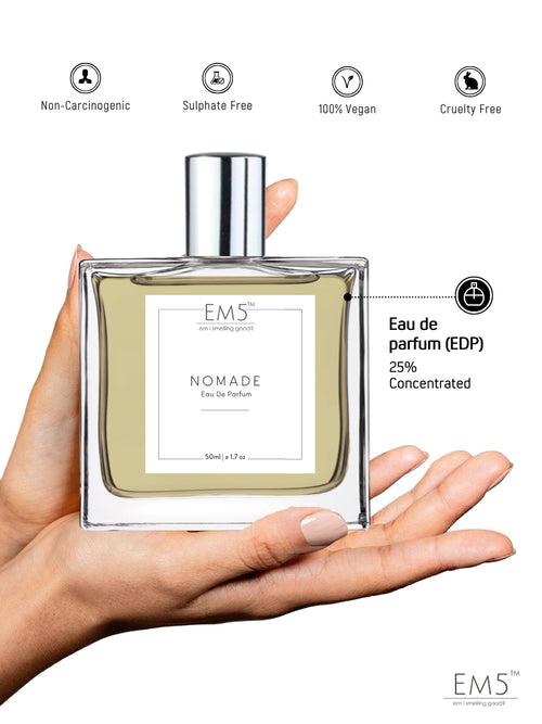 EM5™ Nomade Unisex Perfume | Eau De Parfum Spray for Men & Women | Amber Oud Smoky Leather Fragrance Accords | Luxury Gift for Him / Her | Sizes Available: 50 ml / 15 ml