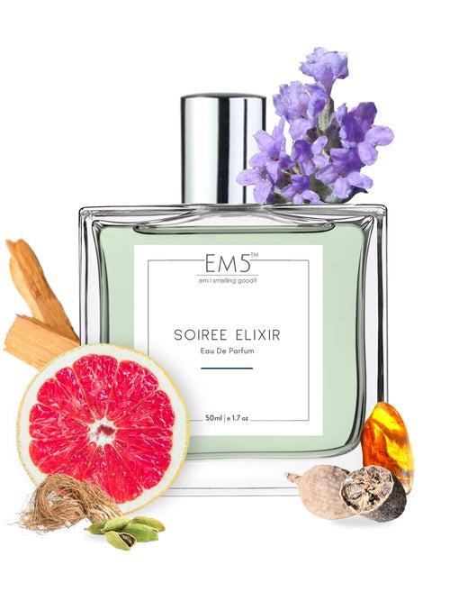 EM5™ Soiree Elixir Perfume for Men |  Woody Warm Spicy Fragrance Accords | Eau De Parfum Spray | Luxury Gift for Him | Sizes Available: 50 ml / 15 ml