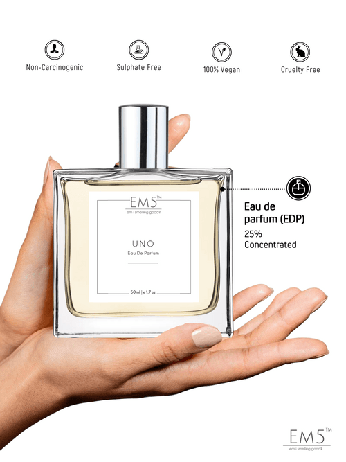 EM5™ Uno Unisex Perfume | Eau De Parfum Spray for Men & Women | Citrus Fresh Woody Fragrance Accords | Luxury Gift for Him / Her | Sizes Available: 50 ml / 15 ml