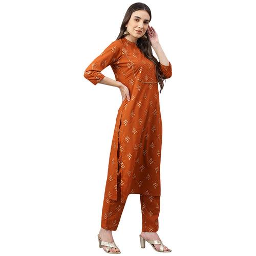 Idalia Gold Print Kurta With Cotton Pants and Dupatta