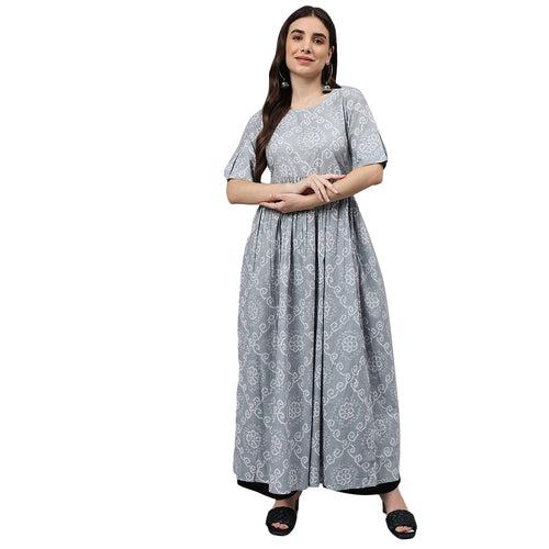 Idalia Grey Printed Cotton Dress