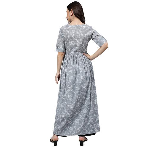 Idalia Grey Printed Cotton Dress