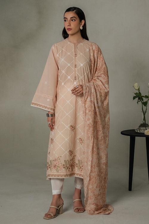 PEACHY ROSE-2 PIECE (SHIRT & DUPATTA)