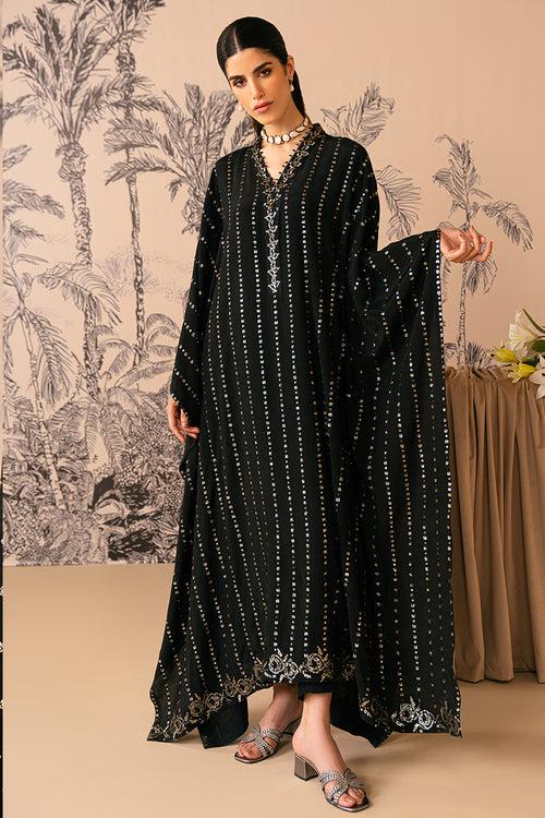 MYSTIC RAVEN-3 PIECE EMBROIDERED SILK SUIT