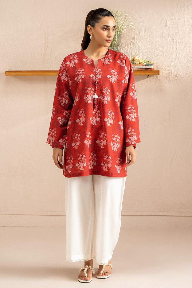 BURNT CLAY-2 PC PRINTED KHADDAR SHIRT