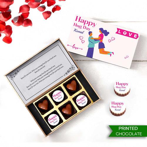 Buy online @399 Hug Day Printed Chocolate with photo/name