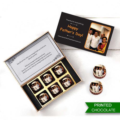 Black Elegant father's day gift box of Printed Chocolates