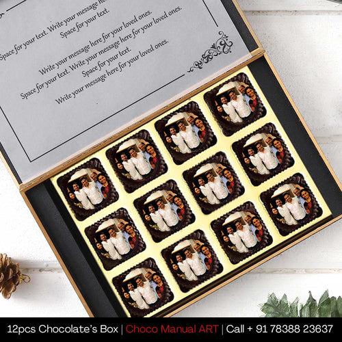 Black Elegant father's day gift box of Printed Chocolates