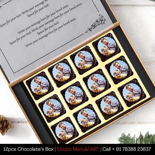 Bright yellow elegant design box of personalised chocolates
